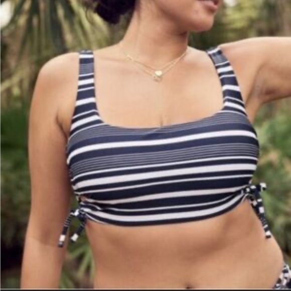 aerie Other - Aerie Blue White Stripe Tie Side Crop Bralette bikini Top Small